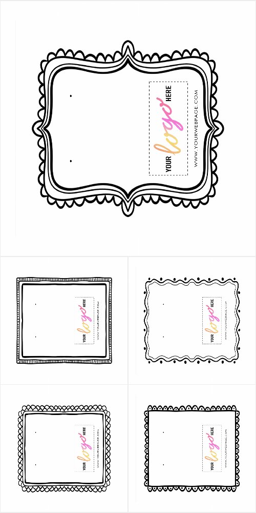 Your Logo Hand Drawn Frame Earrings Display Cards