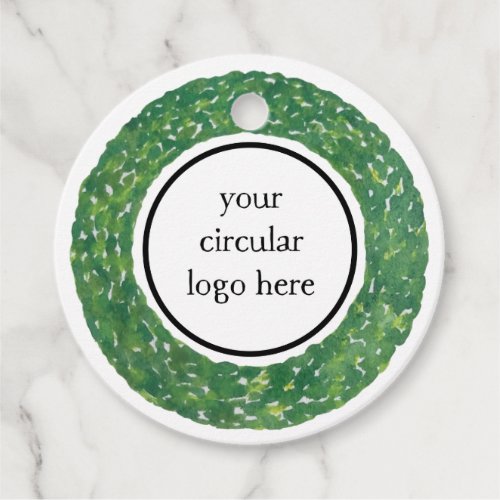 Your Logo Happy Holidays Boxwood Wreath Corporate  Favor Tags