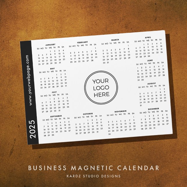 Your Logo Here 2025 white Magnetic Calendar (Add your logo and website and give something that will keep your brand present all year long. )