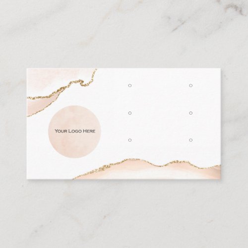 Your Logo Here 3 Earring Display Blush  Gold Business Card
