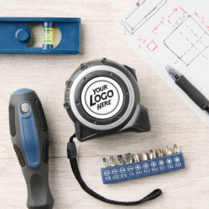 Your Logo Here   Basic Black and White Tape Measure