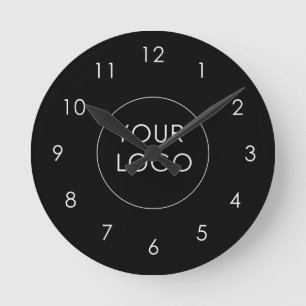 Your Logo Here Business Company Corporate Black Round Clock