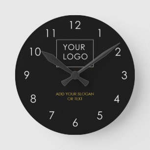 Your Logo Here Business Company Corporate Black Round Clock