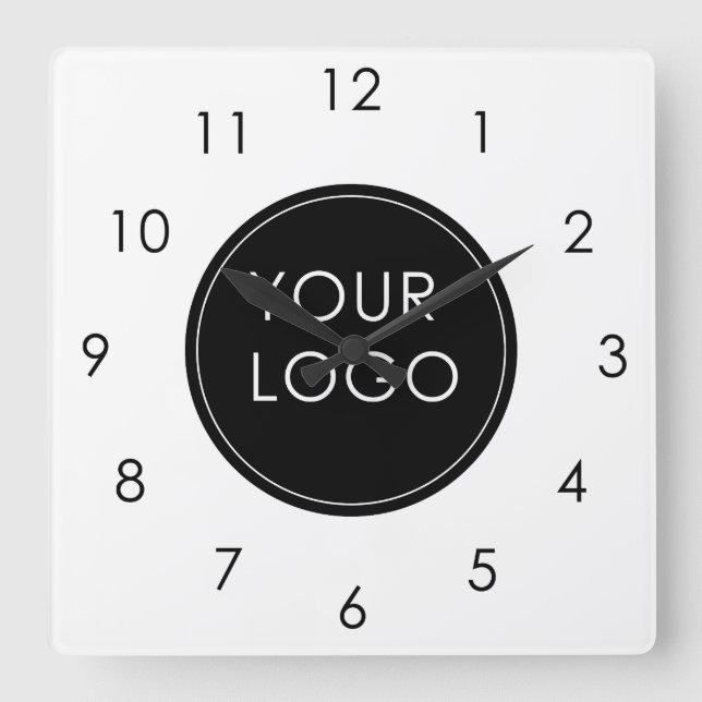 Your Logo Here Business Company Corporate White Square Wall Clock (Front)
