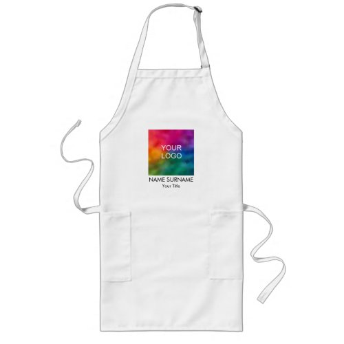 Your Logo Here Business Company Template White Long Apron
