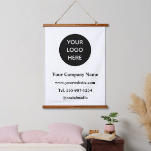 Your Logo Here Business Minimalistic Modern Bold Hanging Tapestry