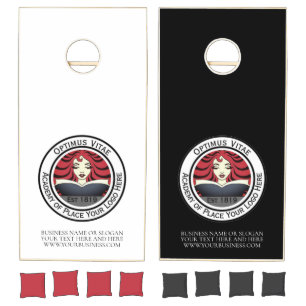 Your Logo Here Business Text Full Color Custom Cornhole Set