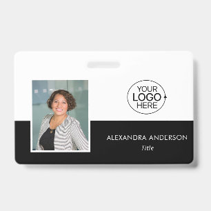 Your Logo Here Clean Black And White Typography  Badge