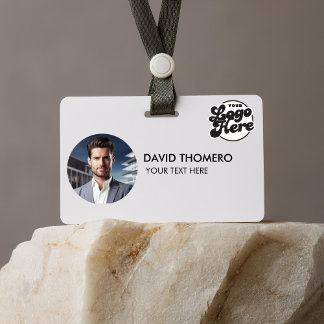 Your Logo Here Company Business QR Code Photo Name Badge