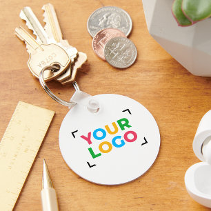 Your Logo Here Custom Company White Keychain