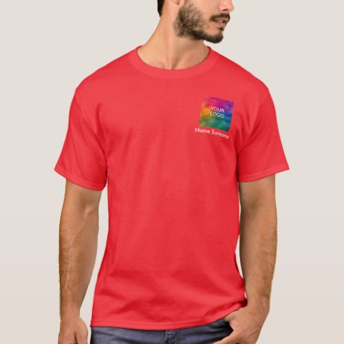Your Logo Here Custom Red Employee Mens Business T_Shirt