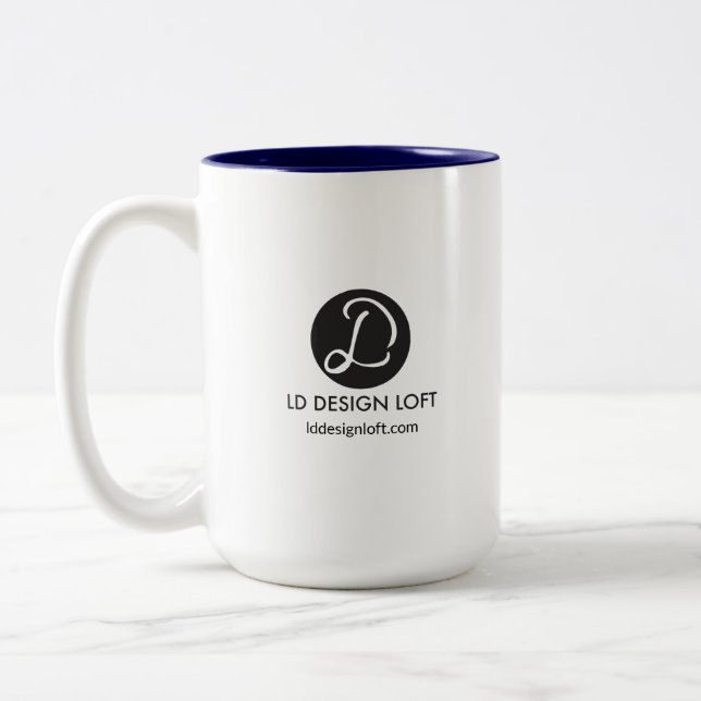 Your Logo Here editable business and website Two-Tone Coffee Mug (Left)