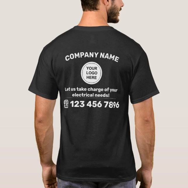 Your logo here Electric Service Branded Workwear T T-Shirt (Back)