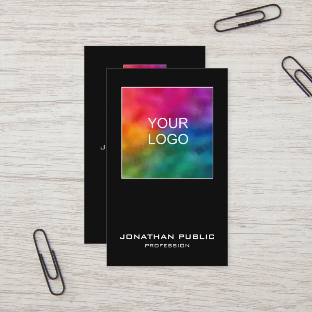 Your Logo Here Elegant Modern Design Vertical Business Card (Front/Back In Situ)