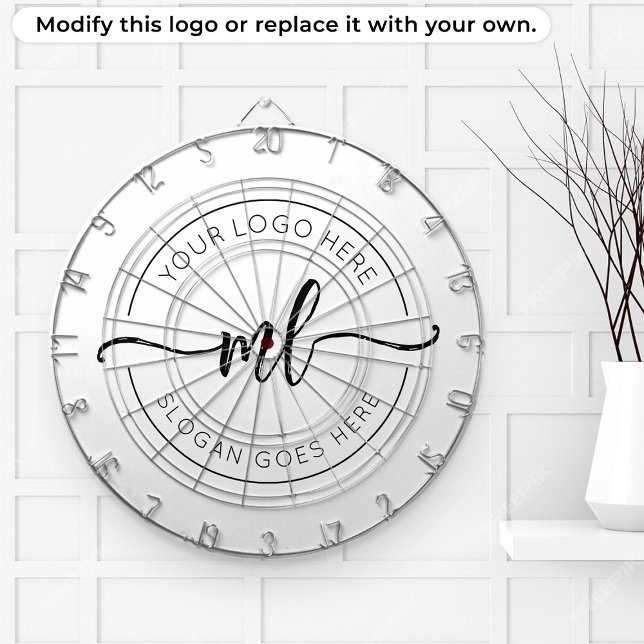 Your Logo Here Elegant Monogram Black and White Dart Board (Creator Uploaded)