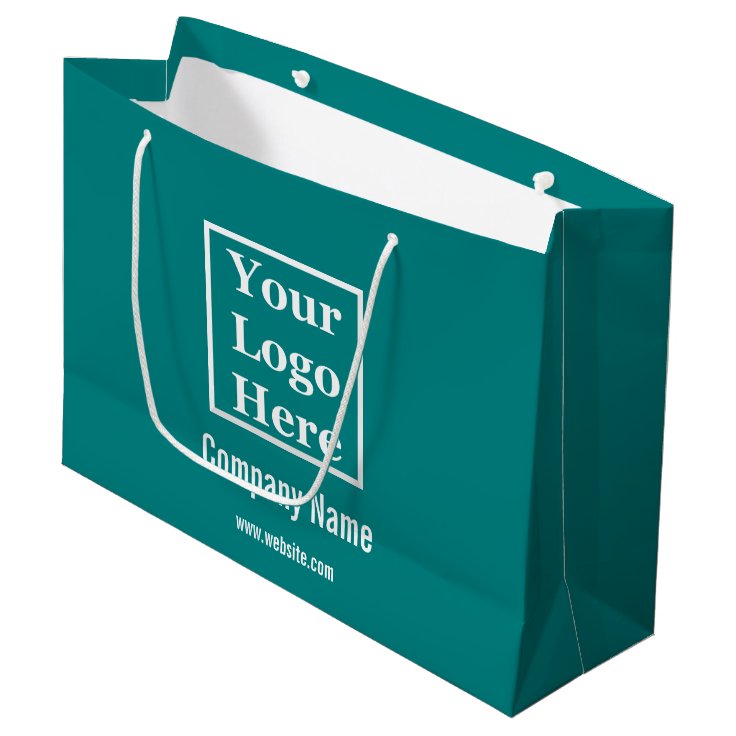 Your Logo Here for Custom Teal Large Gift Bag Zazzle