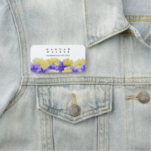 your logo here, green color meadow flowers name tag