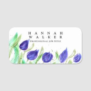 your logo here, green color meadow flowers name tag