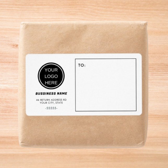 Your Logo Here l Black White Business Shipping Label (Creator Uploaded)