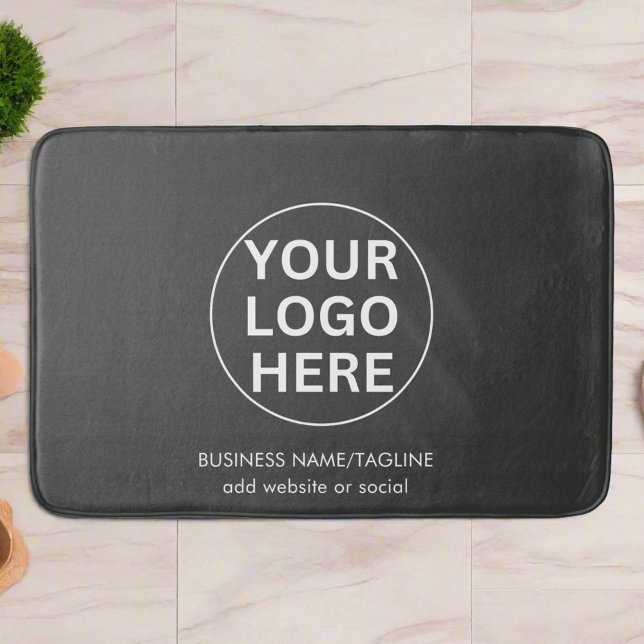 Your Logo Here l Clean Gray Branded Business Hotel Bath Mat (Creator Uploaded)
