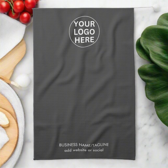 Your Logo Here l Clean Gray Branded Business  Kitchen Towel (Creator Uploaded)