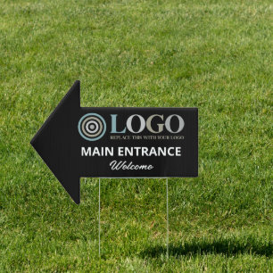 Your Logo Here Main Entrance Welcome Arrow Sign