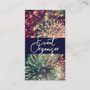 Your Logo Here Modern Custom QR Code Fireworks  Business Card