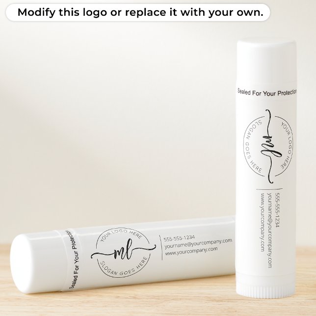Your Logo Here Modern Monogram Initials White Lip Balm (Creator Uploaded)
