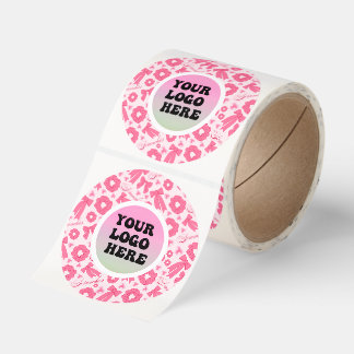 Your logo here Pink Girly Scrunchies Pattern Classic Round Sticker