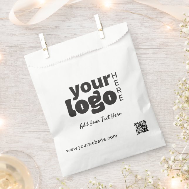 Your Logo Here Qr Code Modern Minimal Simple Favor Bag (Clipped)