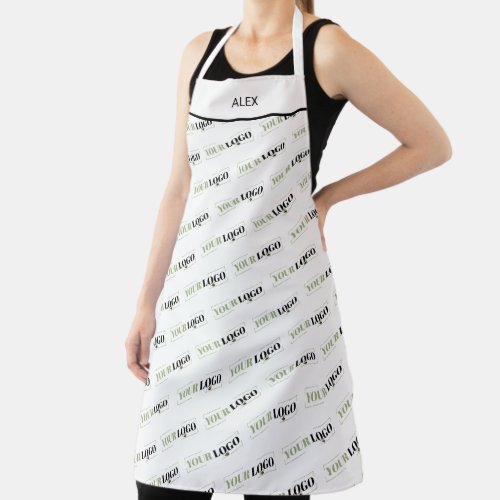 Your Logo Here Repeat Pattern Personalized White Apron