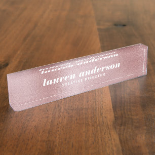 Your Logo Here Rose Gold Desk Name Plate