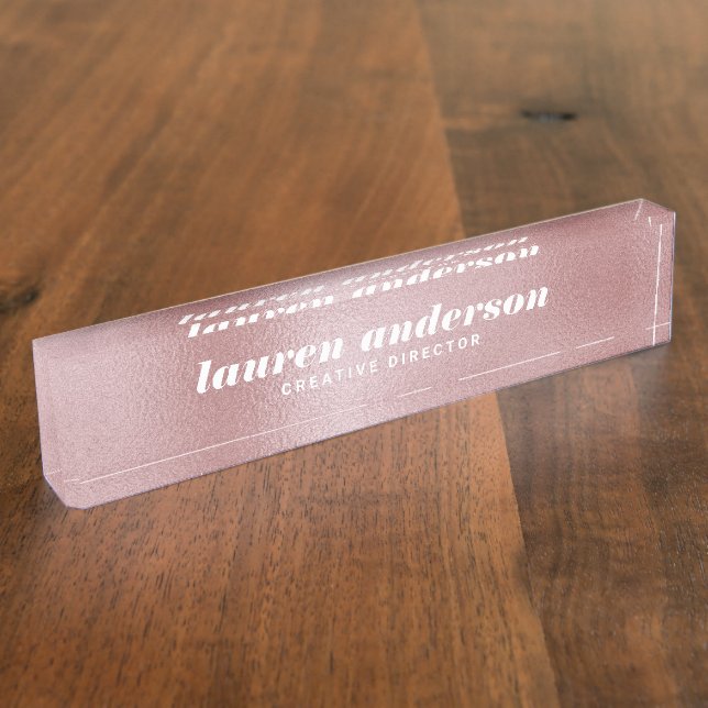 Your Logo Here Rose Gold Desk Name Plate (Side)