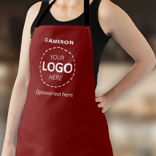 Your Logo Here - Simple Custom Red Business  Apron (Creator Uploaded)