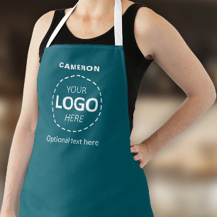 Your Logo Here - Simple Custom Teal Business Apron