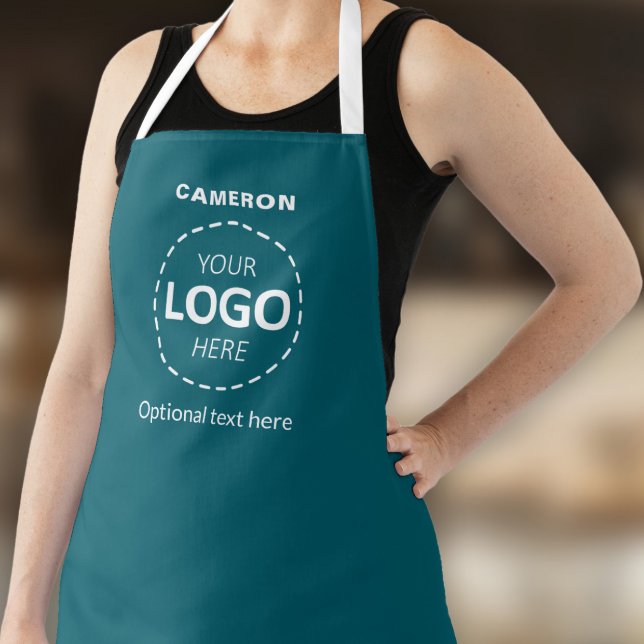 Your Logo Here - Simple Custom Teal Business  Apron (Creator Uploaded)