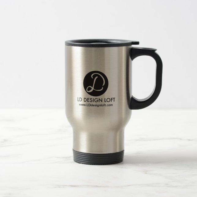 Your Logo Here, Simple, Customizable Travel Mug (Right)