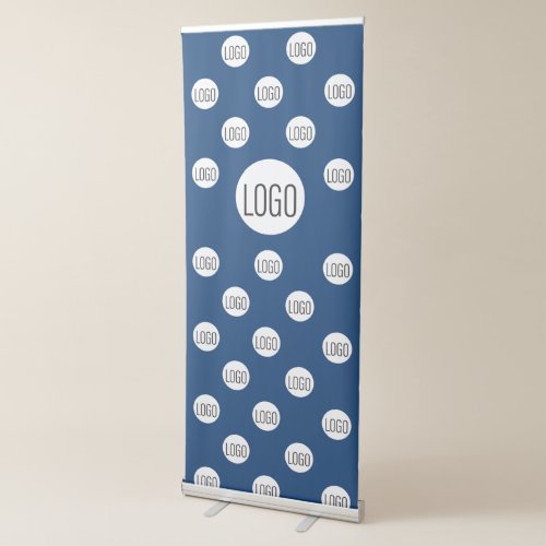Your Logo Here Simple Step and Repeat Blue Retractable Banner