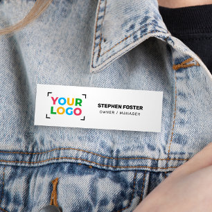 Your Logo Here Simple White Business Name Tag