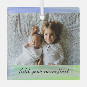 Your logo here social media watercolor name glass ornament