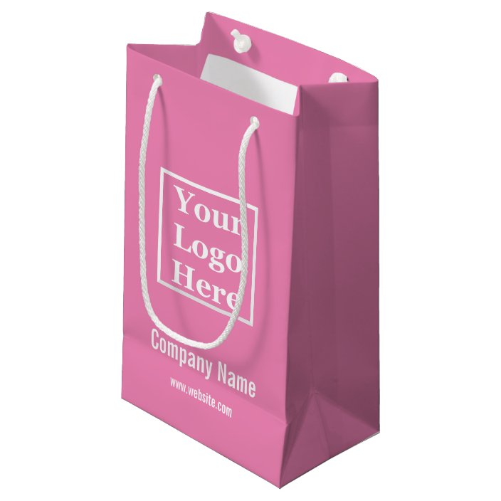 Your Logo Here Template On Pink Small Gift Bag 