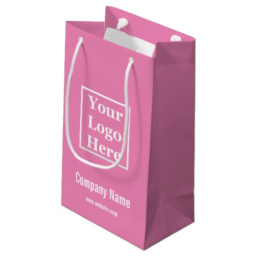 Your Logo Here Template on Pink Small Gift Bag | Zazzle