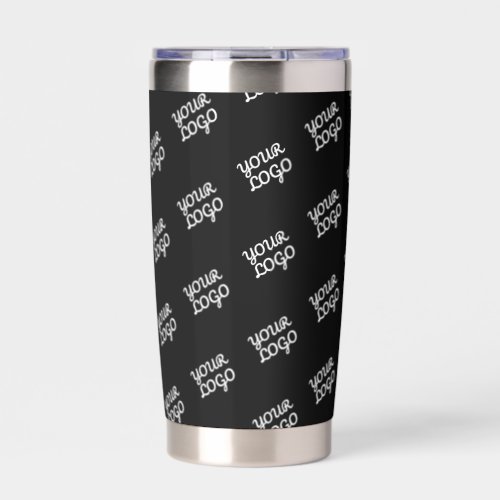 Your Logo Here Tiled Pattern Black Insulated Tumbler