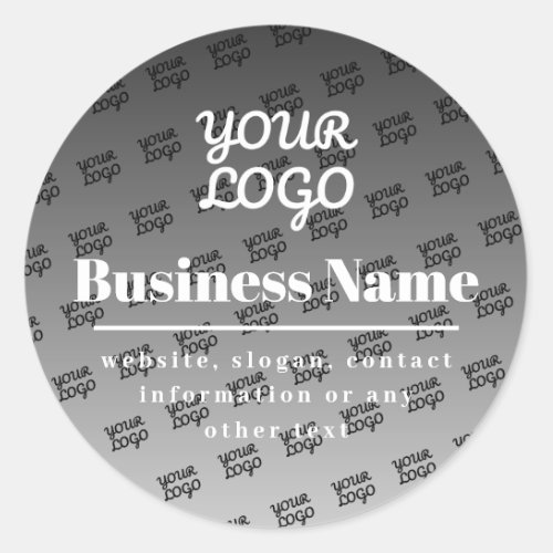 Your Logo Here Tiled Pattern Black  White Classic Round Sticker