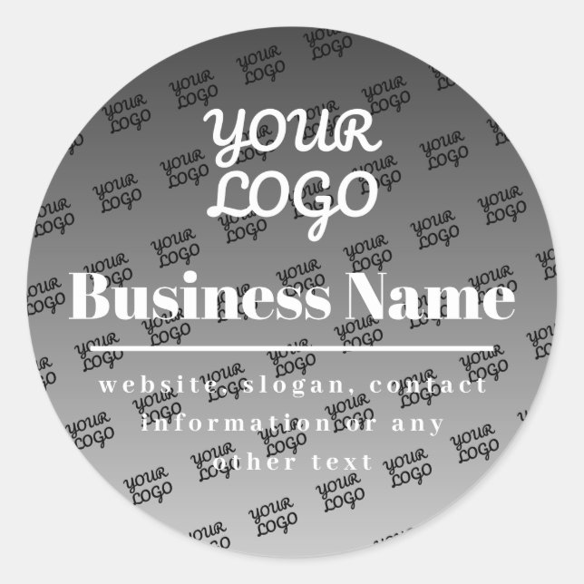 Your Logo Here Tiled Pattern Black & White Classic Round Sticker (Front)