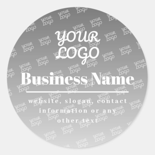 Your Logo Here Tiled Pattern Gray  White Classic Round Sticker