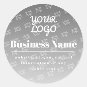 Your Logo Here Tiled Pattern Gray & White Classic Round Sticker