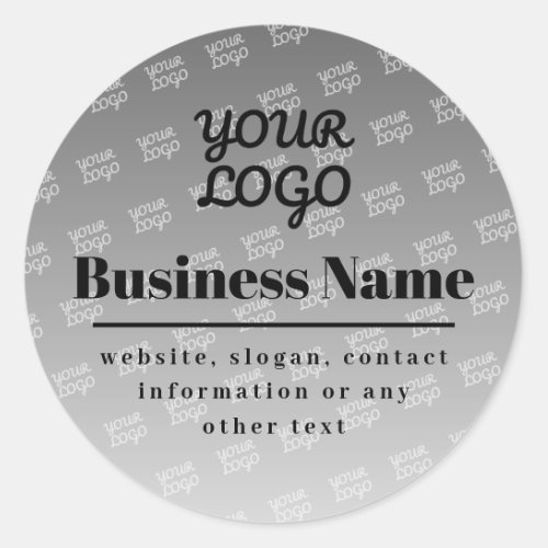 Your Logo Here Tiled Pattern Grey  Black Classic Round Sticker