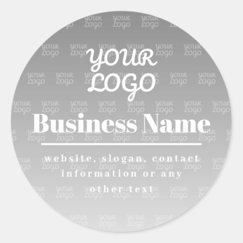 Your Logo Here Tiled Pattern Grey  White Classic Round Sticker