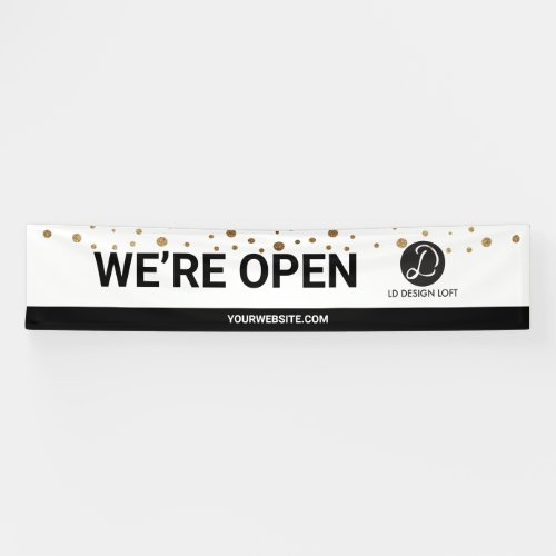 Your Logo Here Were open for business Banner